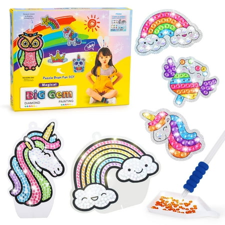 Pearoft 5 6 7 8 9 Year Old Girl Gifts Birthday Stickers Craft Kits for Kids Arts and Crafts for Kids Diamond Art Kits Gifts for 6 Year Old Girls Toys Age 7 Year Old Girl Gifts, Unicorn