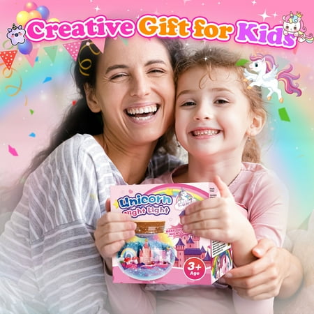 Unicorn Terrarium Craft Kit for Kids, Unicorn Gifts for 3 4 5 6 7 8 Year Old Girls, Craft Kits for Kids Girls Age 3-9, Kids LED Night Light, Birthday Gifts for 5-12 Year Old Girls
