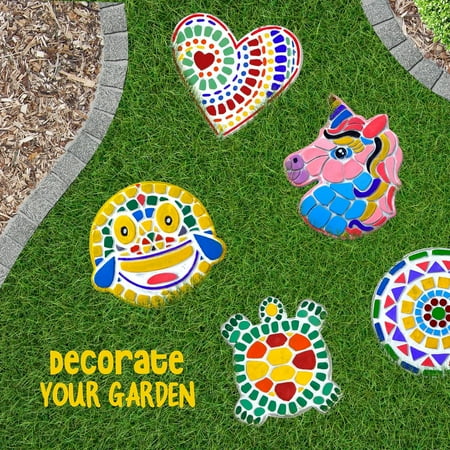 Stepping Stone Painting Kit for Kids - Paint 5 Garden Stones - Arts and Crafts for Boys & Girls Ages 6-12 - Birthday Craft Gift Ideas