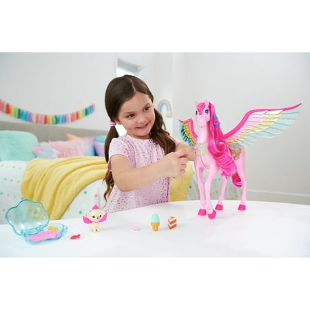 Barbie A Touch of Magic Pink Pegasus with Puppy, Winged Horse Toys with Lights and Sounds