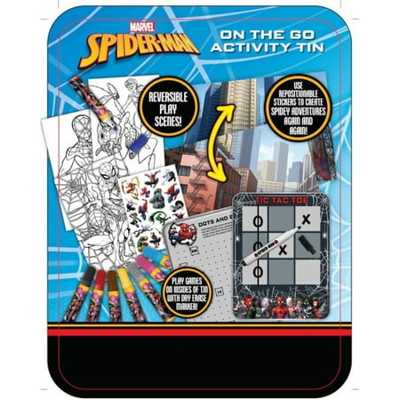 Spiderman Multi-Color On-The-Go Activity Tin Art Set, 27 Pieces, for Children Ages 6+, Unisex
