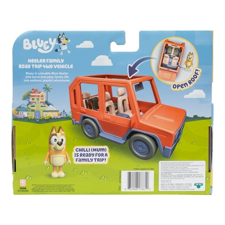Bluey Heeler Family Road Trip 4WD Car Play Vehicle, Includes Chilli Fits 4 Bluey Figures , Ages 3+