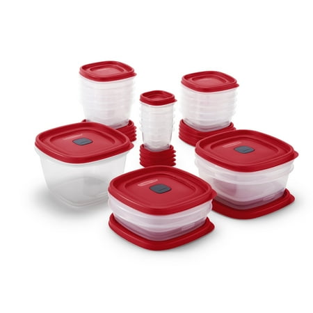 Rubbermaid EasyFindLids 40 Piece Food Storage Containers with Vented Lids Variety Set, Red