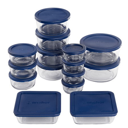 Anchor Hocking Glass Food Storage Containers with Lids, 30 Piece Set