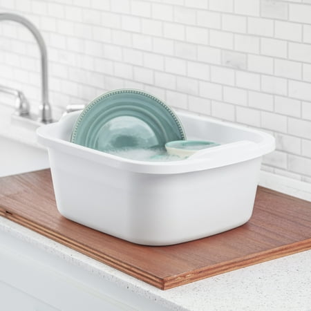 (4 pack) Sterilite 12 Qt. Dishpan, Multi-Purpose Plastic Wash Tub, Kitchen, Sink, White