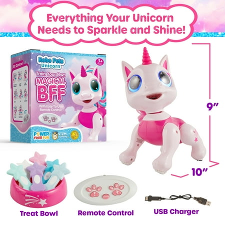 USA Toyz Robo Pets Unicorn, Remote Control Interactive Robot Hand Motion Gestures, STEM Robotic Kids Toys for Boys & Girls Ages 3+ (Pink)