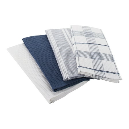Better Homes & Gardens Washed Indigo Cotton Waffle-Weave Dual-Purpose Oversized Kitchen Towels 4 Pack
