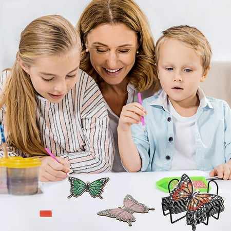 TSV 10pcs Butterflies Diamond Painting Coasters Kit with Holder, DIY Diamond Art Craft for Adults