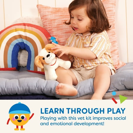 Battat Happy Puppy Vet Set with Plush Dog and 10 Plastic Accessories, Toddler and Preschool Toys