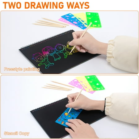 OSLINE Rainbow Scratch Art for Book, Arts and Crafts for Kids Ages 3-10 Girls Boys