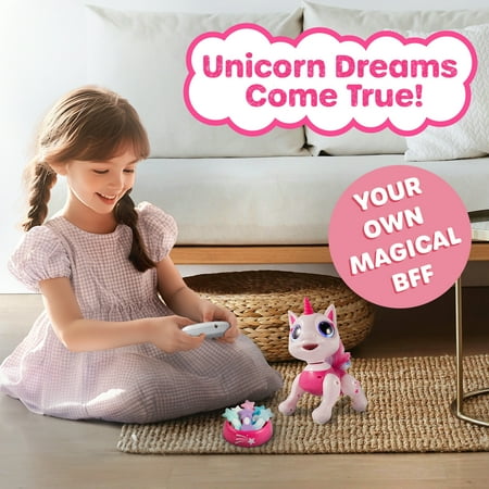 USA Toyz Robo Pets Unicorn, Remote Control Interactive Robot Hand Motion Gestures, STEM Robotic Kids Toys for Boys & Girls Ages 3+ (Pink)