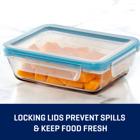 Anchor Hocking TrueLock Locking Lid Glass Food Storage Containers, 6 Cup Rectangular