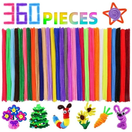 CandWuom Pipe Cleaners for Crafts, 360 Pieces 30 Colors 6 mm x 12 inch Fuzzy Sticks Chenille Stems for Kids and Adults