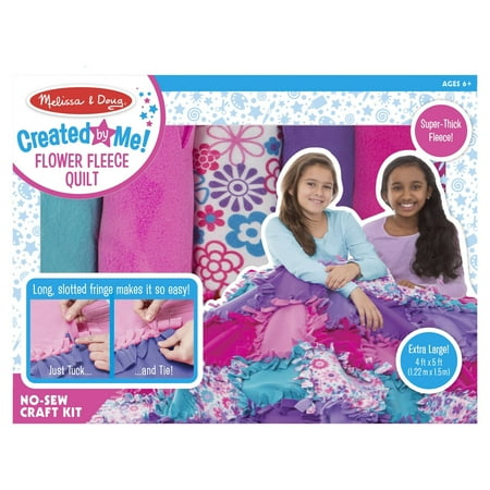 Melissa & Doug Created by Me! Flower Fleece Quilt No-Sew Craft Kit (48 squares, 4 feet x 5 feet)