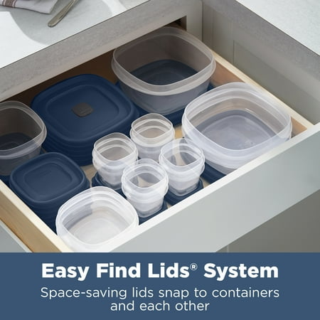 Rubbermaid Easy Find Lids Food Storage Containers with Vented Lids, 26 Piece Set, Blue, Blue