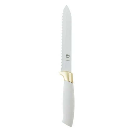 Beautiful 3-Piece Soft Grip Stainless Steel Chef Knife Set White and Gold by Drew Barrymore