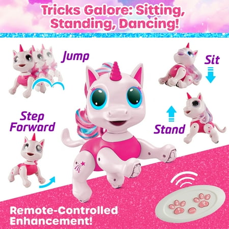 USA Toyz Robo Pets Unicorn, Remote Control Interactive Robot Hand Motion Gestures, STEM Robotic Kids Toys for Boys & Girls Ages 3+ (Pink)
