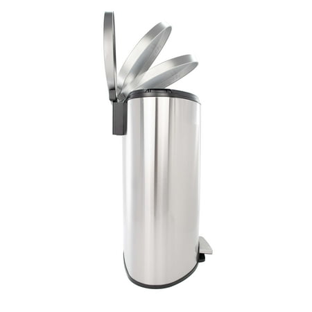 Better Homes & Gardens 14.5 Gallon Stainless Steel Step on Kitchen Trash Can Silver