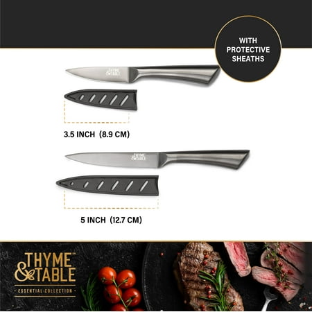 Thyme & Table Non-Stick Coated High Carbon Stainless Steel Carbon Chef's Knives, 3 Piece Set