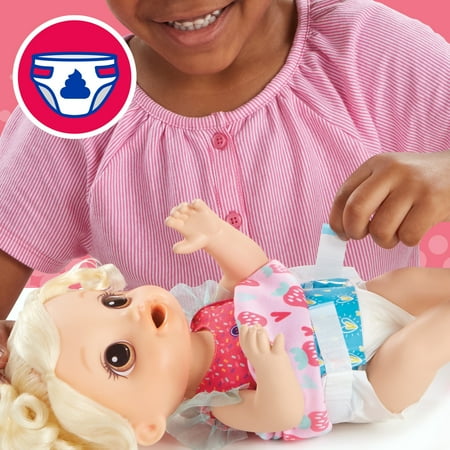 Baby Alive Magical Mixer Baby Doll Strawberry Shake, Blender, Drinks, Wets, Eats, Blonde Hair Toy, Strawberry Shake