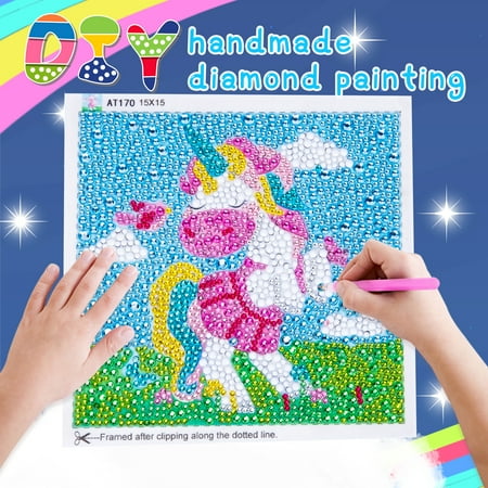 Toy Gifts for Girls Age 6 7 8 9: Crafts for Kids 7-12 Years Old Girls Painting Kit for Children Supplies Birthday Present Diamond Set Licorne Jouet Fille Peinture Diamant Enfant 6-9 Ans