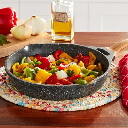 The Pioneer Woman Prairie Signature Cast Aluminum 12" Fry Pan, Charcoal Speckle