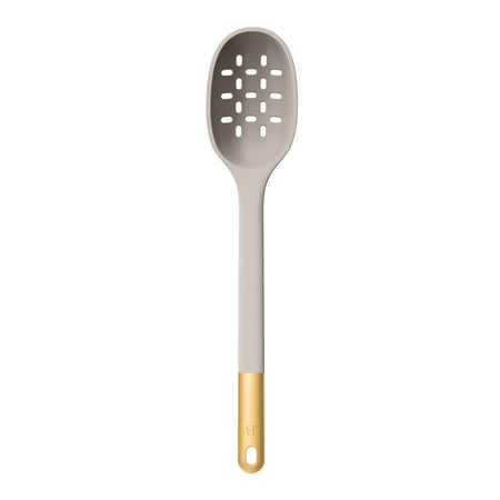 Beautiful 6-Piece Silicone Tool Set with Ceramic Crock, Porcini Taupe by Drew Barrymore