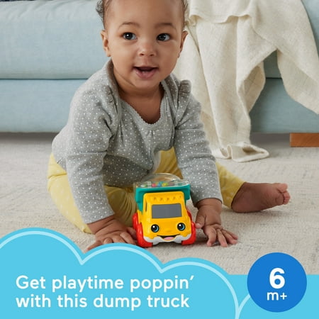 Fisher-Price Poppity Pop Dump Truck Push-Along Toy Ball Popper Vehicle for Infants