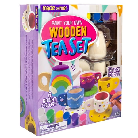 Made by Me Paint Your Own Wooden Tea Set, 19 Pieces, Child, Ages 6+