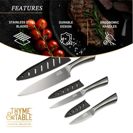 Thyme & Table Non-Stick Coated High Carbon Stainless Steel Carbon Chef's Knives, 3 Piece Set