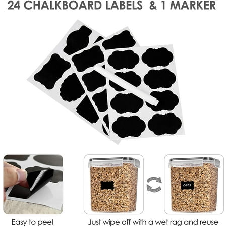 15 Packs Airtight Food Storage Containers Set with Lids, Kitchen Pantry Organization and BPA Free Plastic Canisters Include 24 Labels By WEPSEN