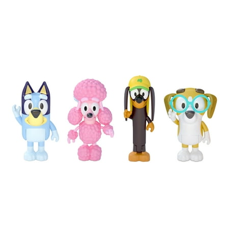 Bluey Friends Figure 4-Pack, with Bluey, Coco, Honey, Snickers, Ages 3+, Toddler Toys