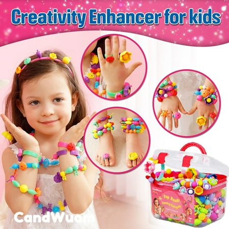 CandWuom 520+ Snap Pop Beads for Toddlers Jewelry Making Kit- Toys for Toddlers Jewelry Making Crafts Gifts for Girls Age 3-5?Red?, Red