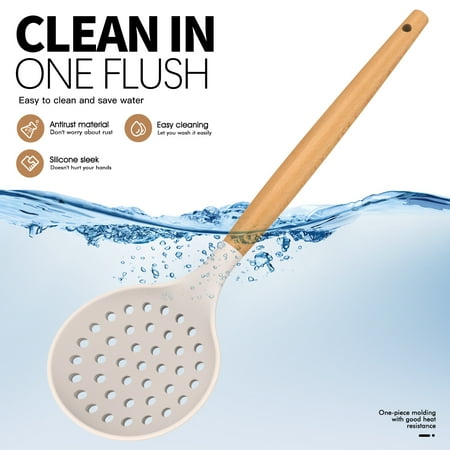 35 Silicone Cooking Utensils Set - 446?F Heat Resistant Silicone Kitchen Utensils for Cooking, Kitchen Utensil Spatula Set w Wooden Handles and Holder, BPA FREE Gadgets for Non-Stick Cookware (Khaki), Beige