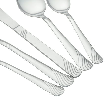 Mainstays Swirl 49 Piece Stainless Steel Flatware and Organizer Tray Set, Silver, Service for 8 3.29 lb