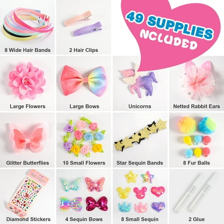 Superwinky DIY Headbands Making Kit for Girls, Hair Accessories Set for Girls 8-12, Arts and Crafts for Kids Ages 4-6, Birthday Gifts for 6 7 8 9 10 Year Old Girls