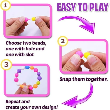 CandWuom 520+ Snap Pop Beads for Toddlers Jewelry Making Kit- Toys for Toddlers Jewelry Making Crafts Gifts for Girls Age 3-5?Red?, Red