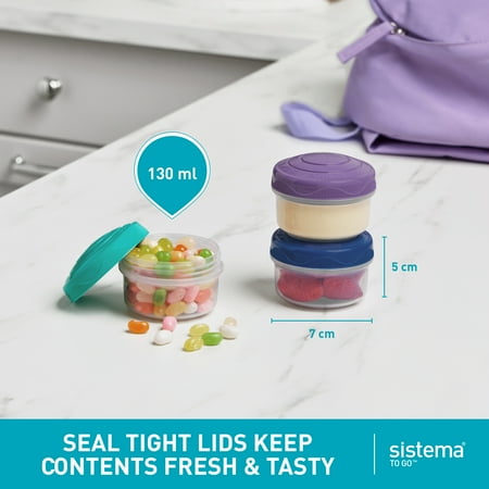 Sistema To Go Round Mini Bites 3-Pack (Colors May Vary)3.03" x 6.42",