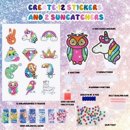 Gifts for 4 5 6 7 8 9 Year Old Girl Painting Kit Unicorn Girls Toys Age 5 6 7 8 Craft Kits for Kids 6-9 Birthday Gift for Girl Gem Stickers for Children Presents for 5-10 Year Old Girls, Other