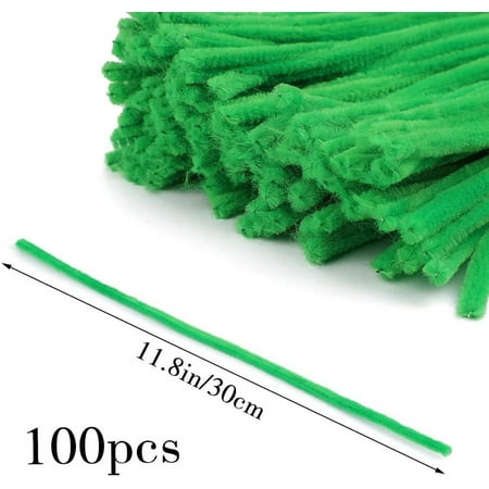 100 Pieces Pipe Cleaners Chenille Stem, Solid Color Pipe Cleaners Set for Pipe Cleaners DIY Arts Crafts Decorations, Chenille Stems Pipe Cleaners (Fruit Green), Green