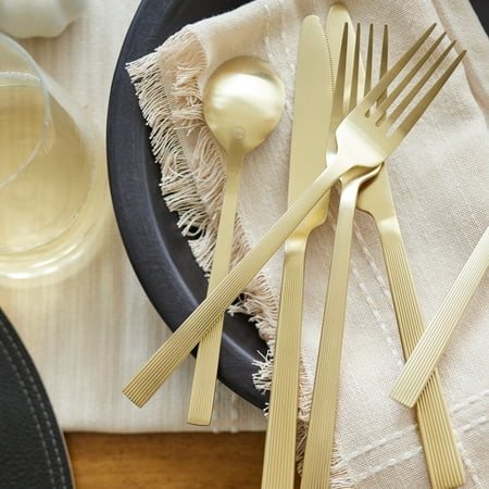Better Homes & Gardens River 20-Piece Gold Stainless Steel Flatware Set with Handles (Service for 4)