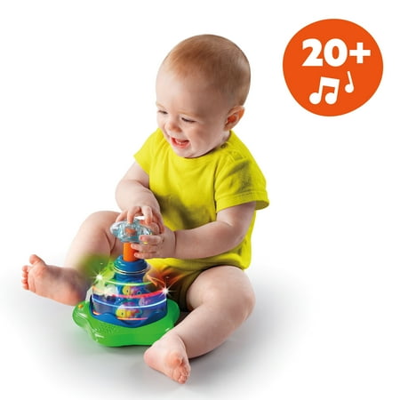 Bright Starts Press & Glow Spinner Baby Toy with Lights and Sounds, Ages 6 months +