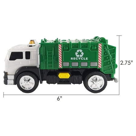 Adventure Force Light & Sound Mini City Service Vehicles, 3 Pack, School Bus, Fire Truck and Recycling Truck