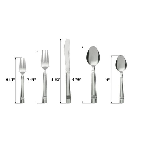 Mainstays 49 Piece Elena Stainless Steel Flatware and Organizer Tray Value Set Silver, Service for 8
