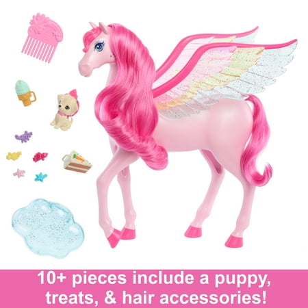 Barbie A Touch of Magic Pink Pegasus with Puppy, Winged Horse Toys with Lights and Sounds