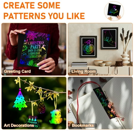 OSLINE Rainbow Scratch Art for Book, Arts and Crafts for Kids Ages 3-10 Girls Boys