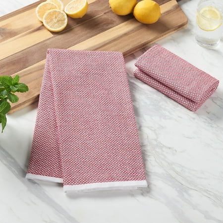Better Homes & Gardens Red Mark Cotton-and-Polyester Woven Dual-Purpose Oversized Kitchen Towels 2 Pack