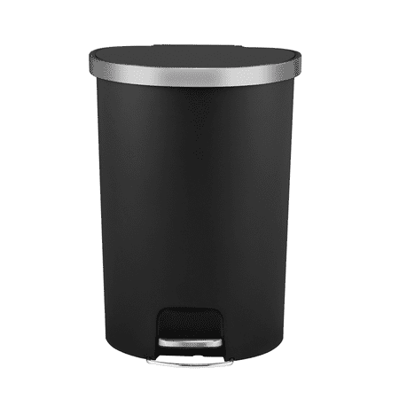 Better Homes & Gardens 14.5 Gallon Trash Can, Plastic Step On Kitchen Trash Can, Black, Black