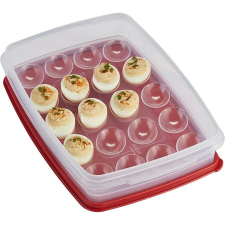 Rubbermaid Egg Keeper Food Storage Container, Clear/Red, 1 Count, 1