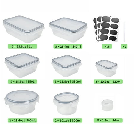 TINANA Food Storage Containers with Airtight Lids: 52 PCS Kitchen Storage Containers for Pantry Organizers and Storage, BPA-Free Meal Prep Container with Labels & Marker